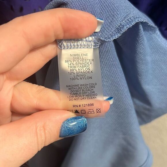 ✨Title Nine Nimblene Illusion Eyelet Purple Blue Tank Sz Medium Dress✨ - Picture 9 of 11